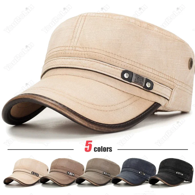 Dad Hat Cotton - Casquette plate en cuir vieilli et
