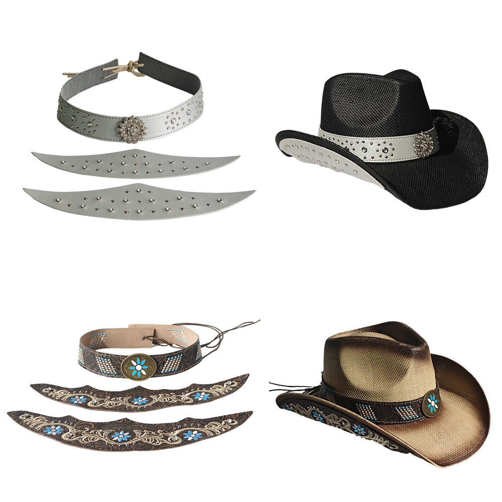 Cowboy Hat Straw - Chapeau de cowboy ensemble de trois